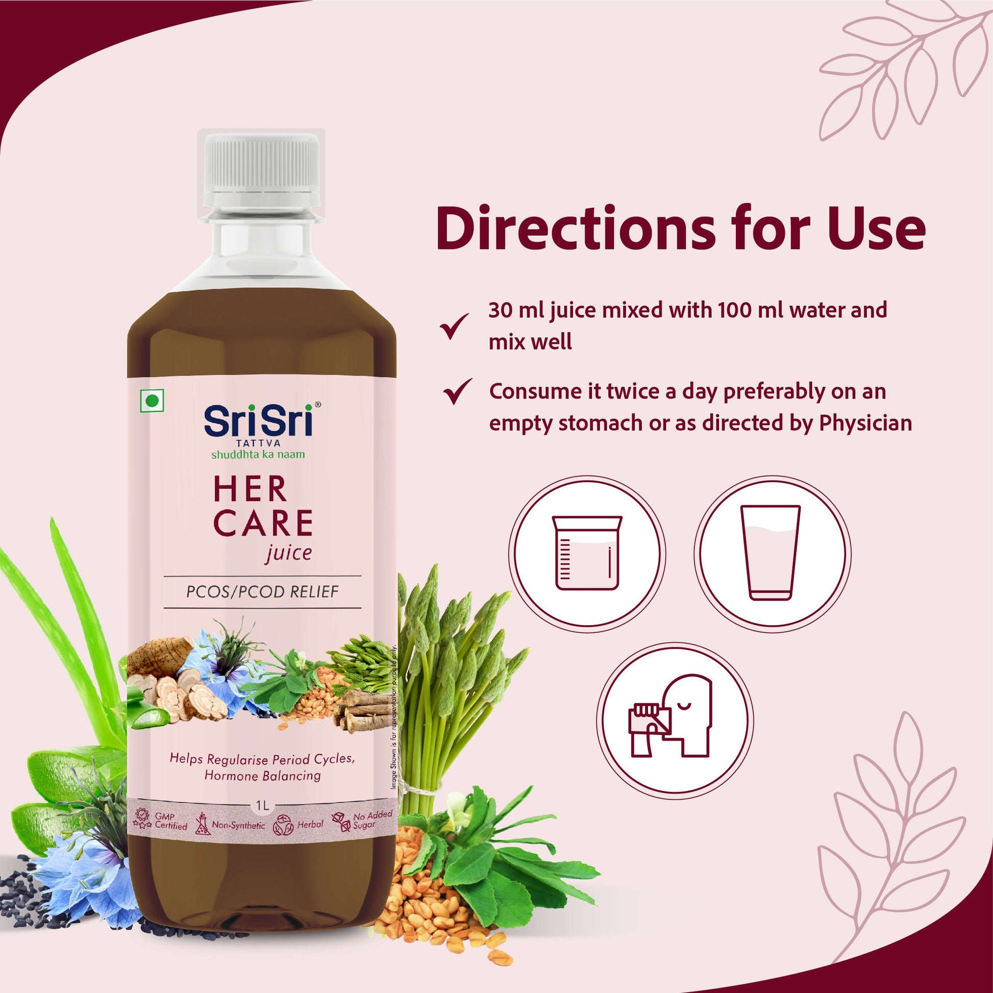 Her Care Juice - Women Health Tonic | Helps Hormone Balancing | 1 L 1L