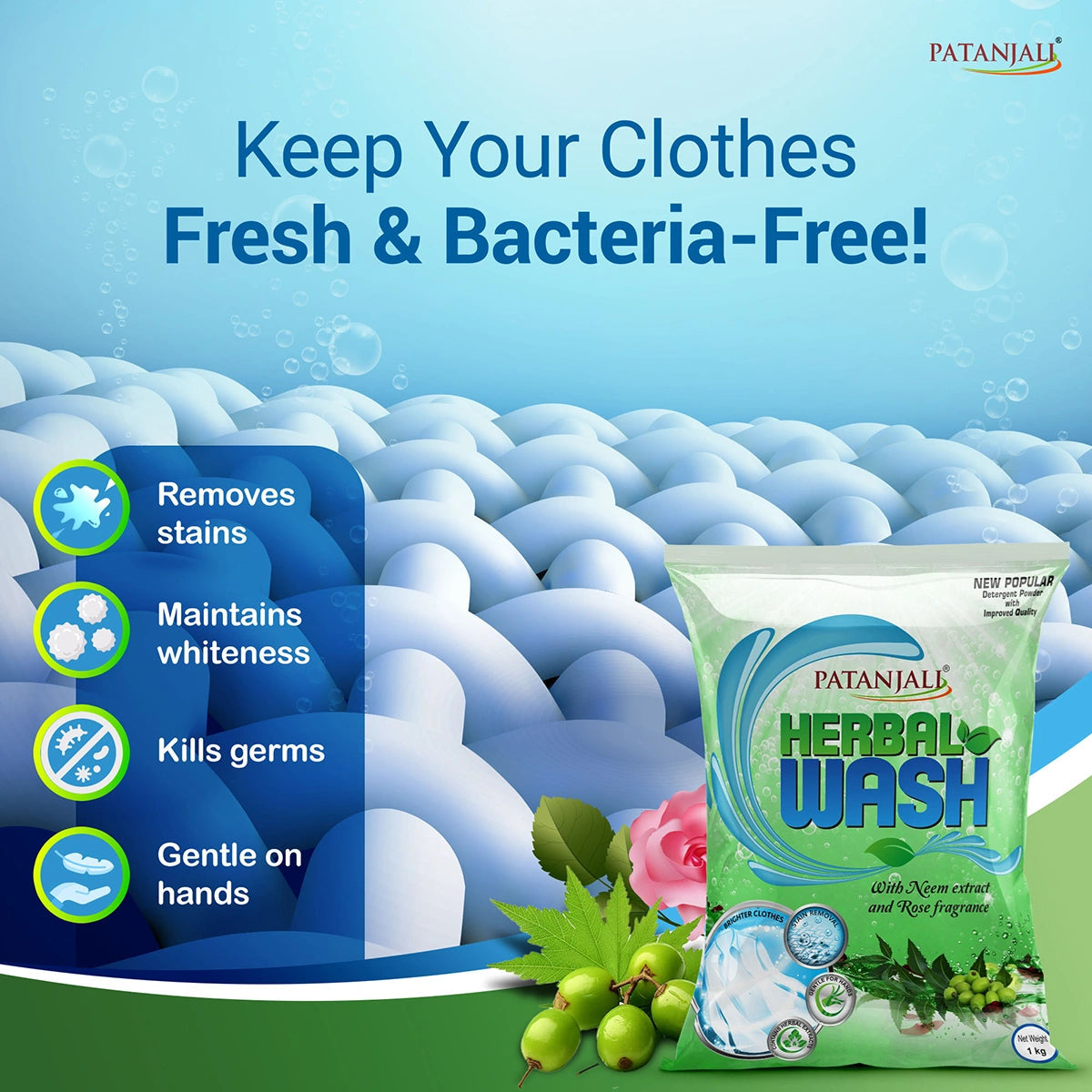 Patanjali Herbal Wash Detergent Powder (2 kg) 1000g