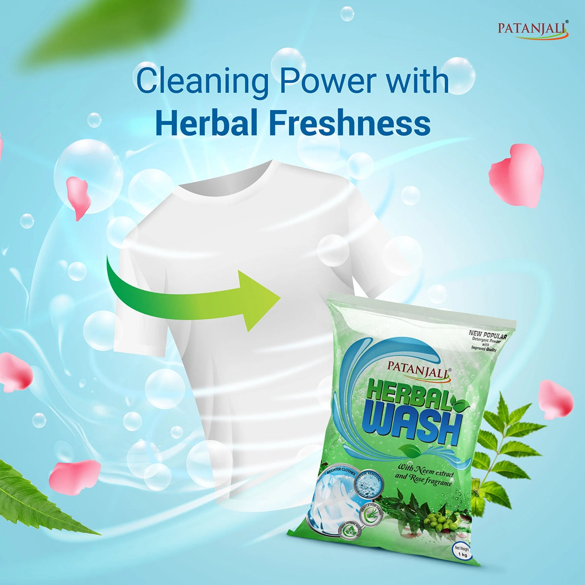 Patanjali Herbal Wash Detergent Powder (2 kg) 1000g
