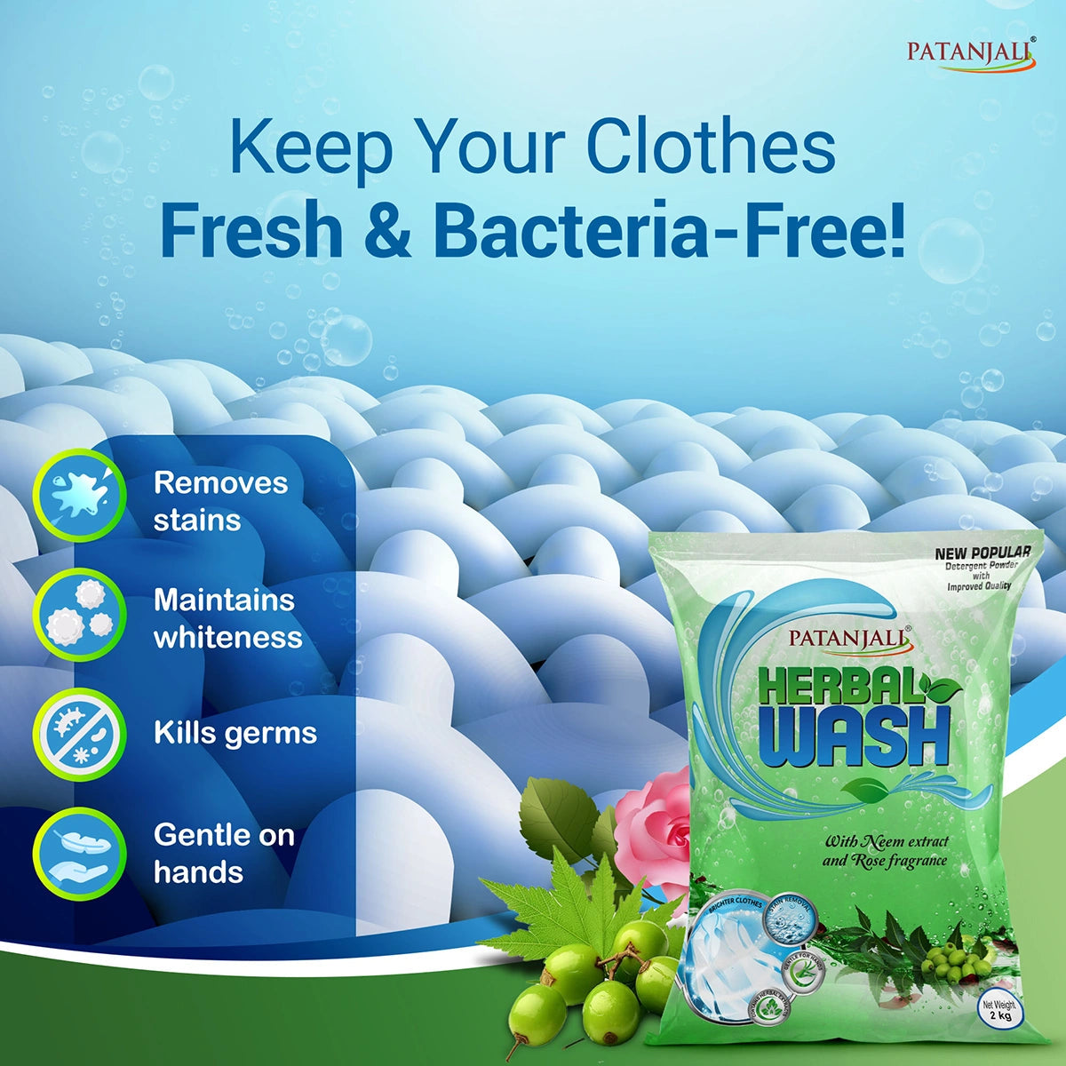 Patanjali Herbal Wash Detergent Powder (2 kg)