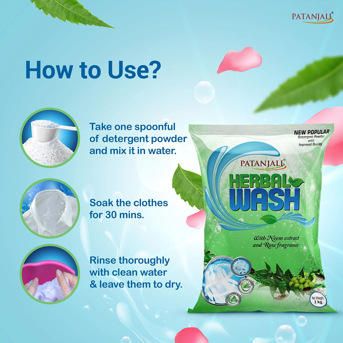 Patanjali Herbal Wash Detergent Powder (2 kg)