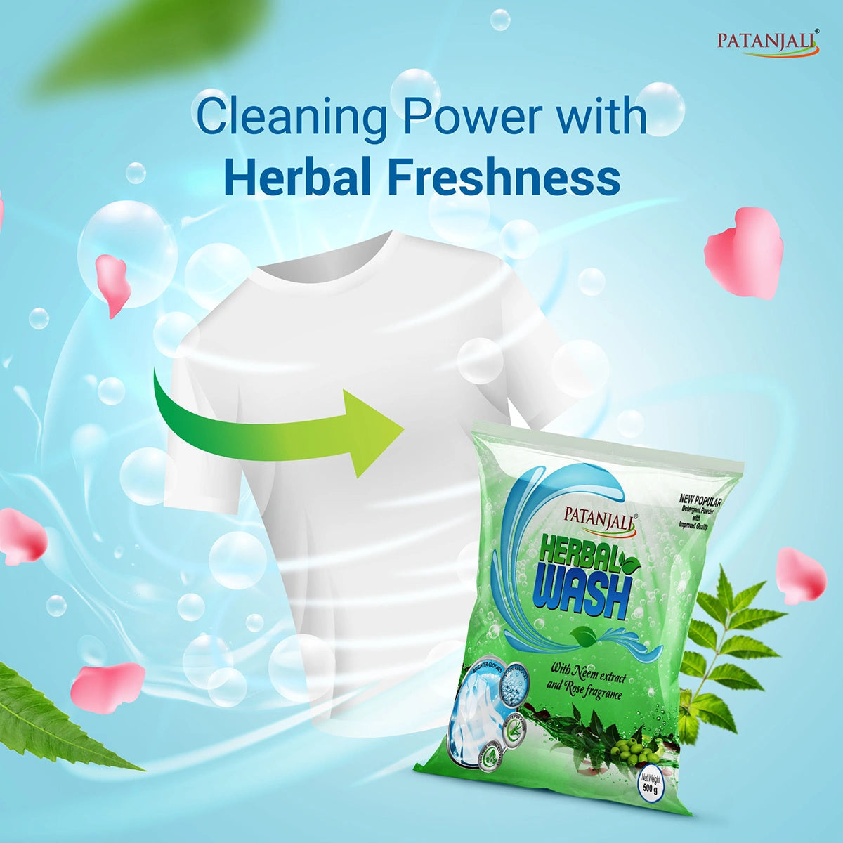 Patanjali Herbal Wash Detergent Powder (2 kg) 500g