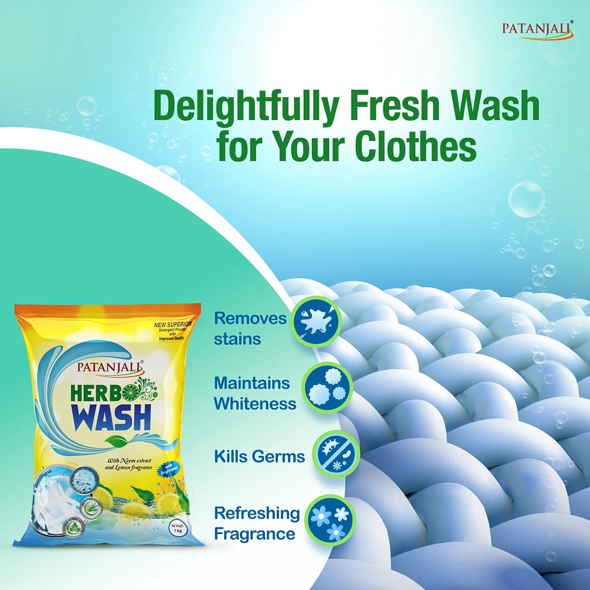 Patanjali Herbo Wash Detergent Powder (2 kg) 1000g