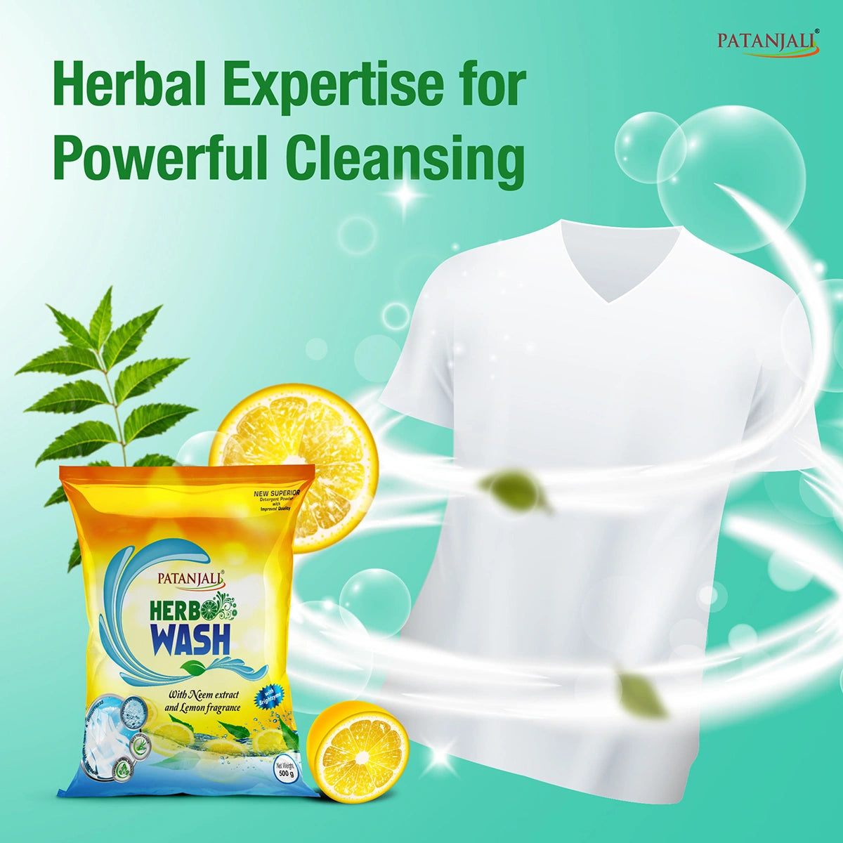 Patanjali Herbo Wash Detergent Powder (2 kg) 500g