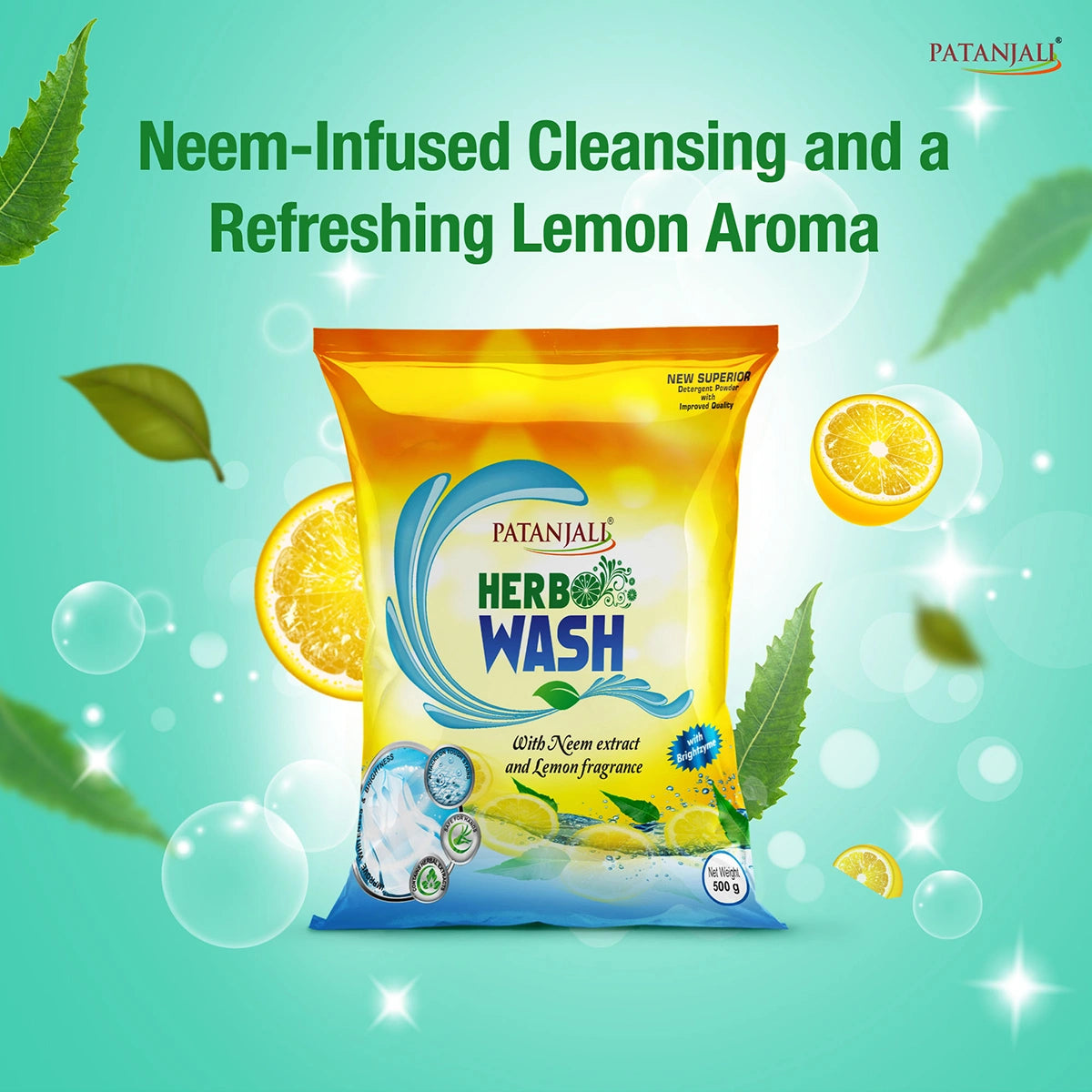 Patanjali Herbo Wash Detergent Powder (2 kg) 500g
