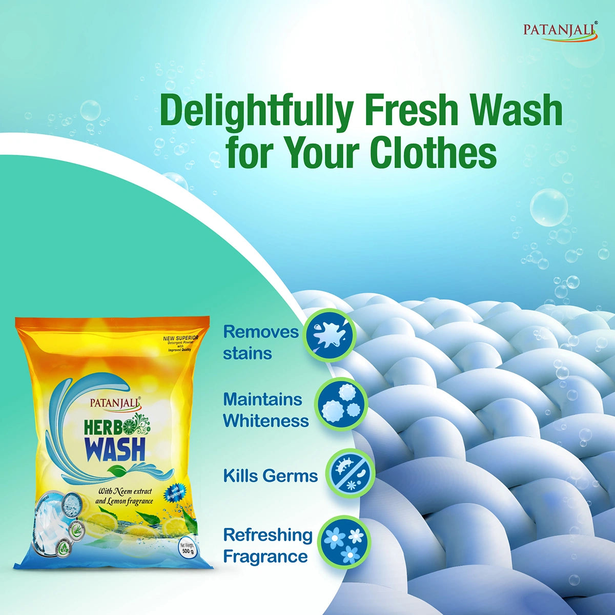 Patanjali Herbo Wash Detergent Powder (2 kg) 500g