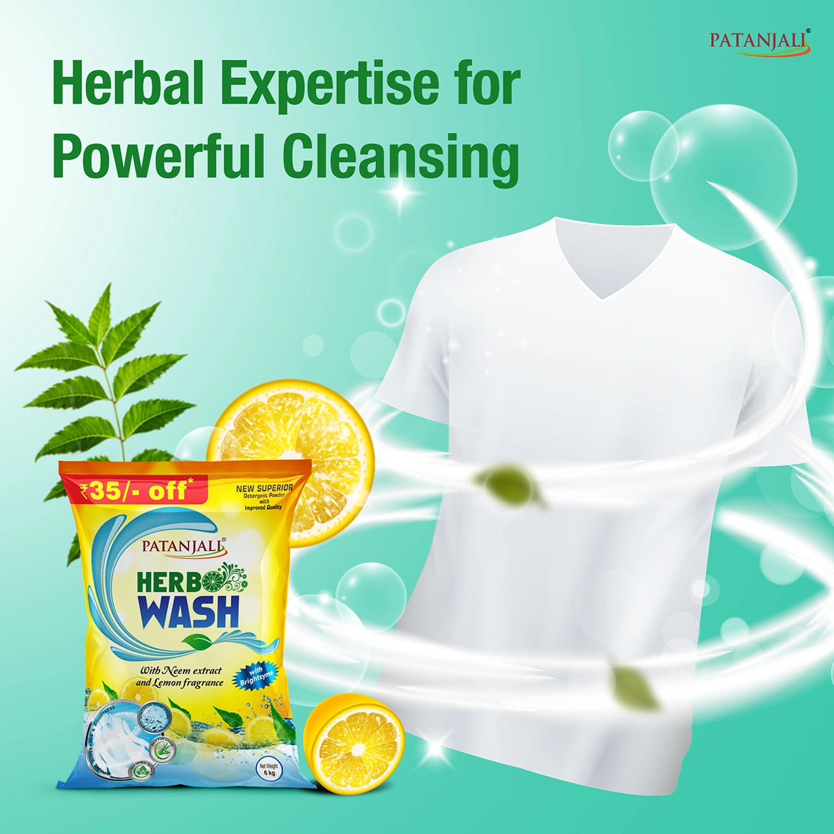 Patanjali Herbo Wash Detergent Powder (2 kg) 6000g