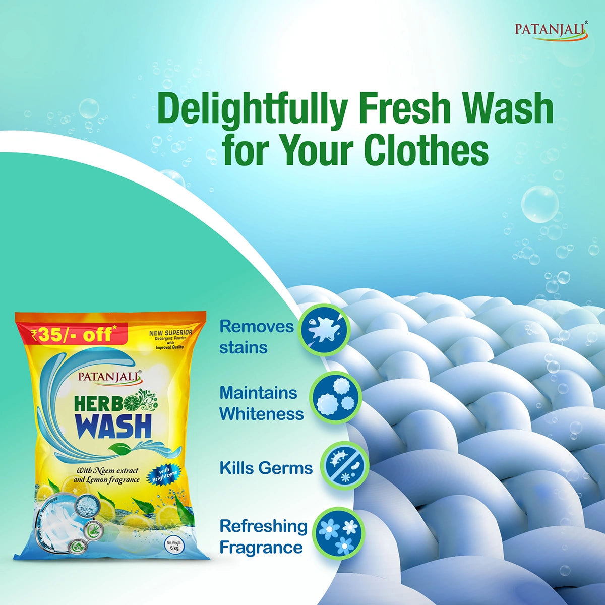 Patanjali Herbo Wash Detergent Powder (2 kg) 6000g