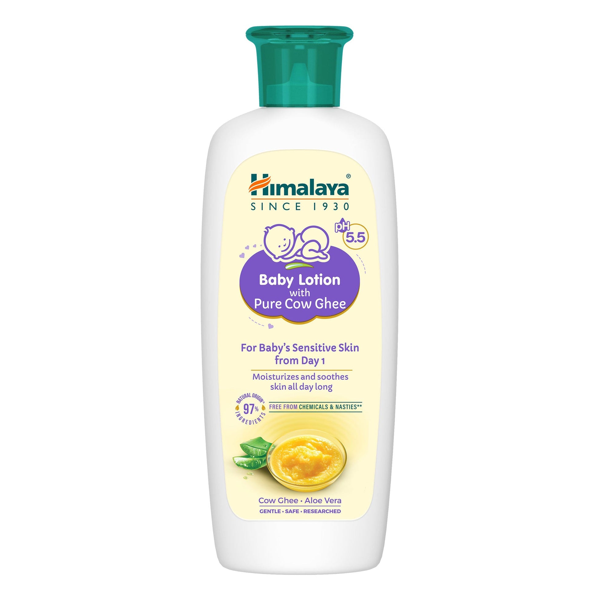 【Himalaya】 Himalaya Baby Lotion with Pure Cow Ghee｜ヒマルアヤバブイローションウイトハプレクオウグイー