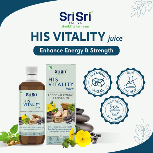 His Vitality Juice - Enhances Energy & Strength | Vital Herbs For Male Health - Fortified With Ashwagandha, Shilajeet & Safed Musali | 1 L 1L