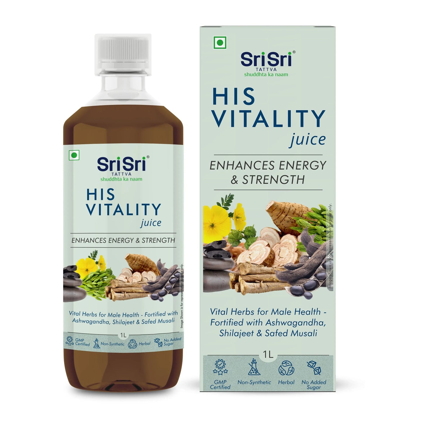 His Vitality Juice - Enhances Energy & Strength | Vital Herbs For Male Health - Fortified With Ashwagandha, Shilajeet & Safed Musali | 1 L 1L