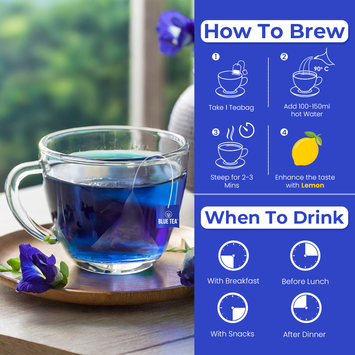 Blue Tea Indian Chai Masala (Calming Blue Tea) - 20 tea bags 20 Tea Bags