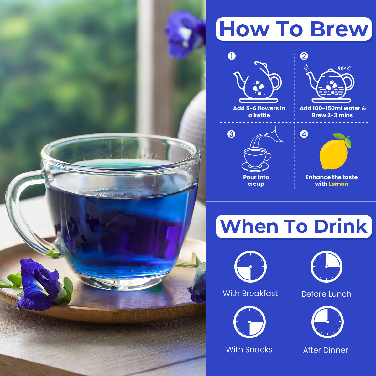 Butterfly Pea Flower Herbal Tea - 30g | Pack of 2 30G
