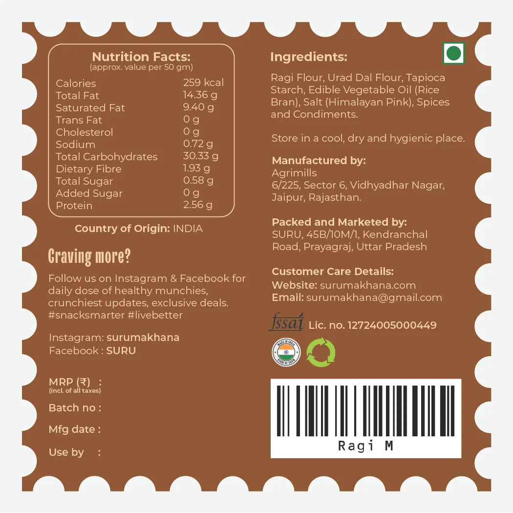 Premium Ragi Chips Indian Masala 80g