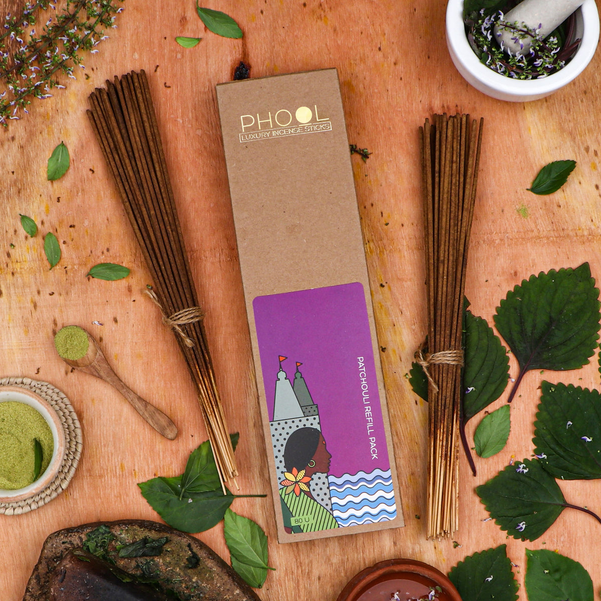 【Phool】 Natural Incense Sticks Refill pack - Patchouli｜ナチュラルインセンススティック リフィルパック パチョリ