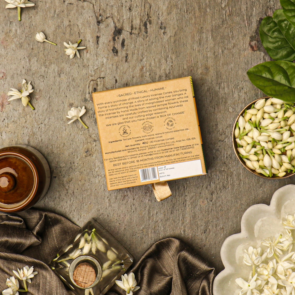 【Phool】 Natural Incense Cones - Jasmine｜ナチュラル インセンスコーン ジャスミン