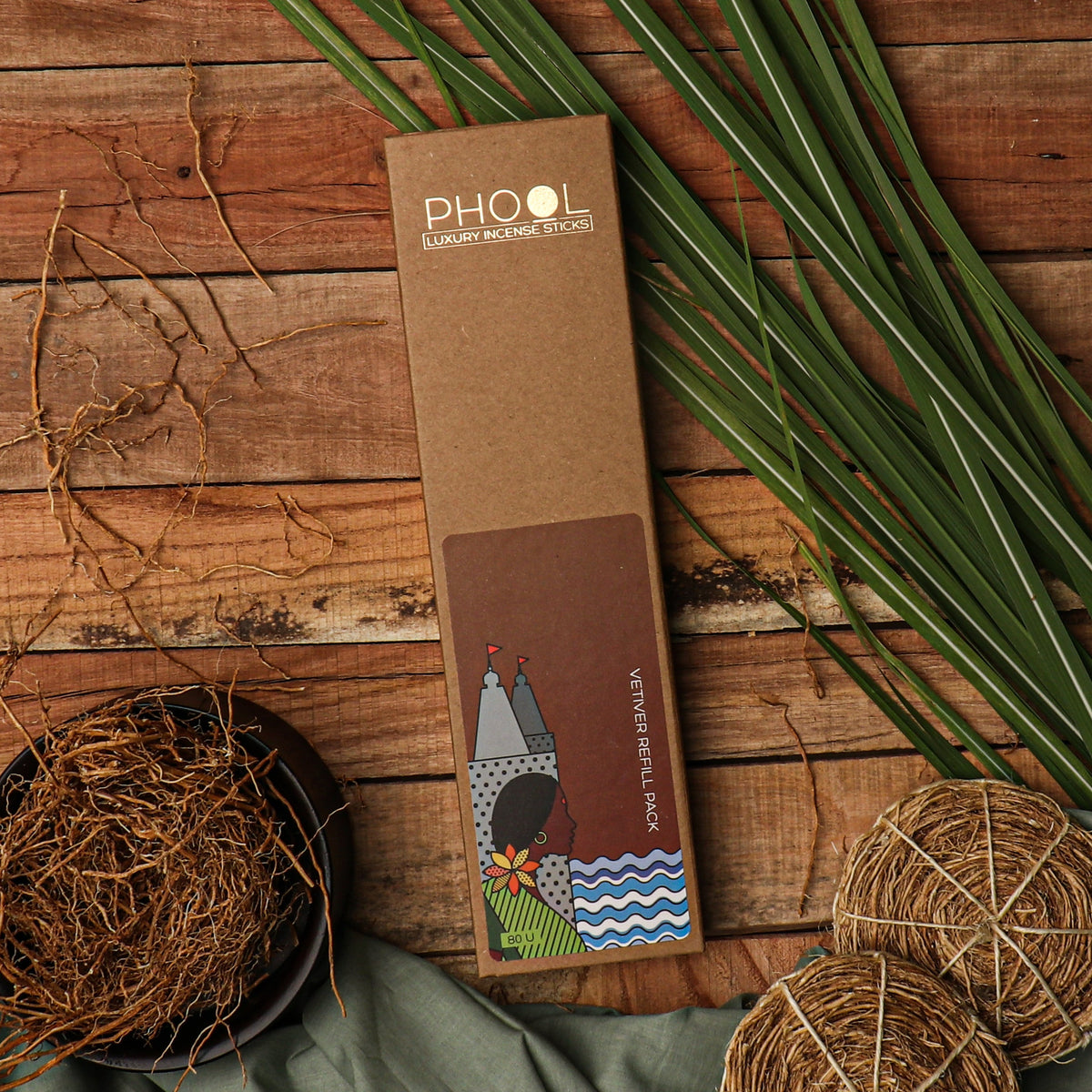 【Phool】 Natural Incense Sticks Refill pack - Vetiver｜ナチュラルインセンススティック リフィルパック ベチバー