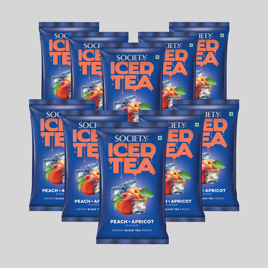 Society Iced Premix Tea Peach Apricot Black 100 g Pouch - Pack of 10 100 g x 10