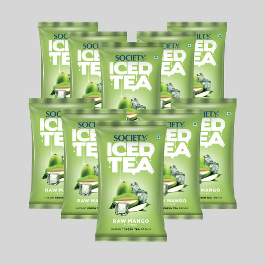 Society Iced Premix Tea Raw Mango Green 100g Pouch - Pack of 10 100 g x 10