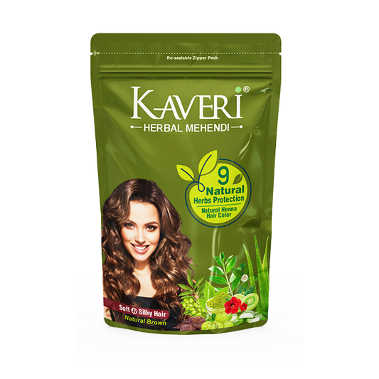 Kaveri Herbal Henna Natural Brown – 9 Herbs Henna Powder For Hair Pack of 10, 15g
