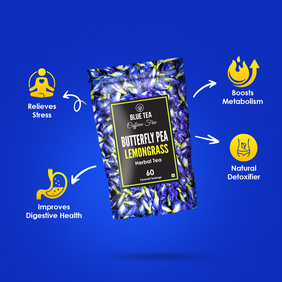 Butterfly Pea Lemongrass Herbal Tea - 60 Tea Bags 60 Tea Bags