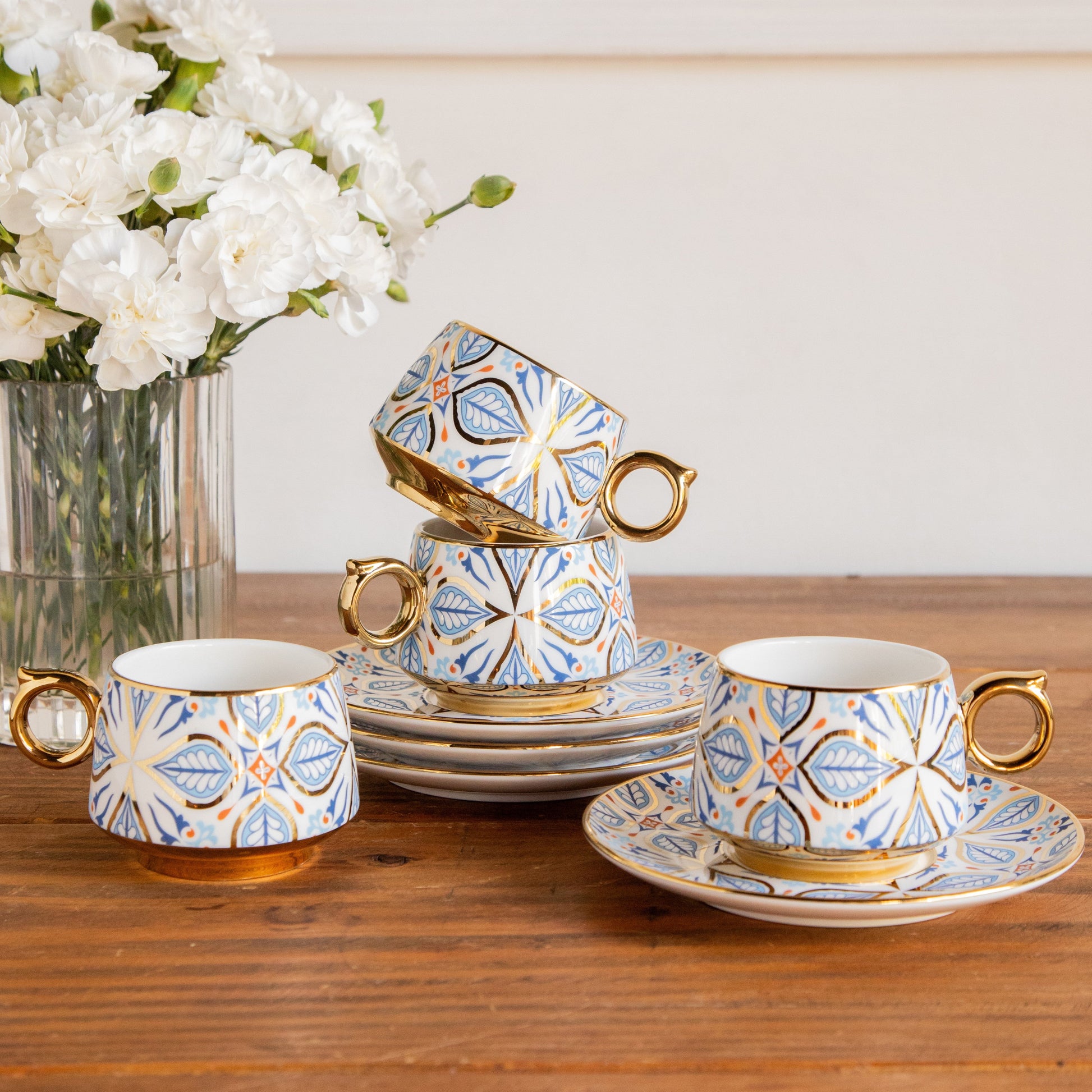 Imperial Mosaic Tea Set (6 Cups & Saucers) – 200 ML Each 200ml