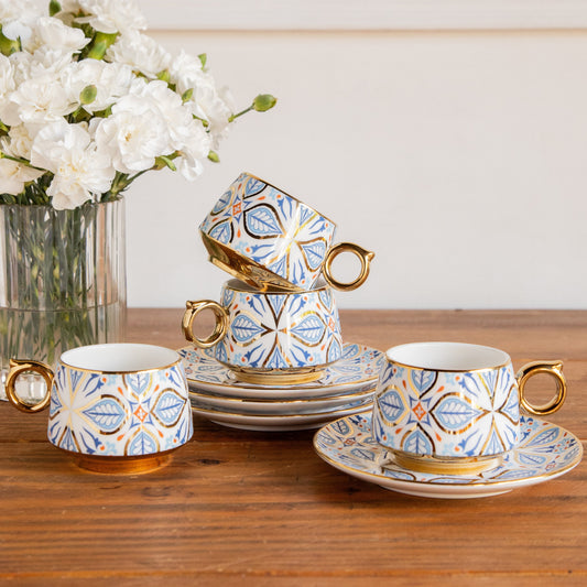 Imperial Mosaic Tea Set (6 Cups & Saucers) – 200 ML Each 200ml
