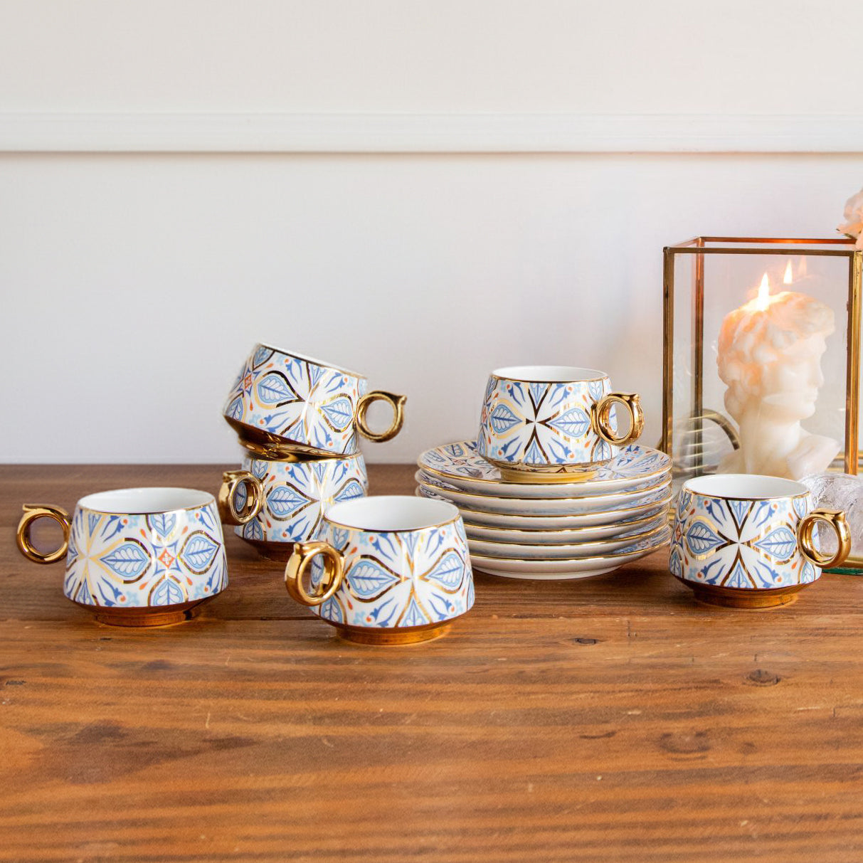Imperial Mosaic Tea Set (6 Cups & Saucers) – 200 ML Each 200ml