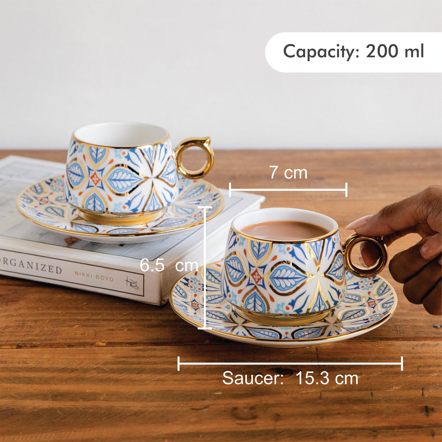 Imperial Mosaic Tea Set (6 Cups & Saucers) – 200 ML Each 200ml