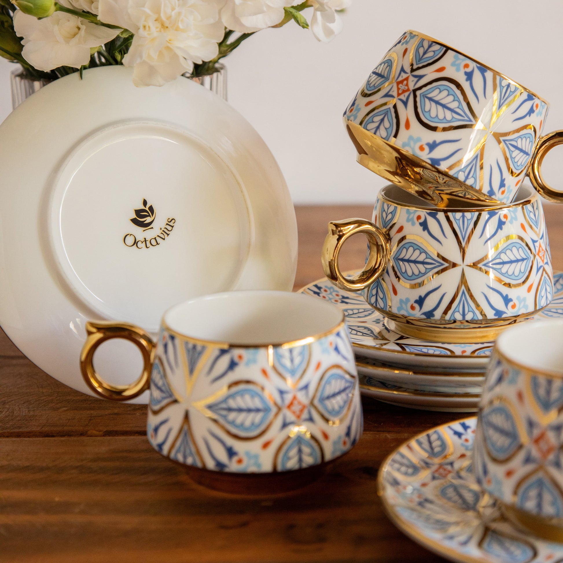 Imperial Mosaic Tea Set (6 Cups & Saucers) – 200 ML Each 200ml