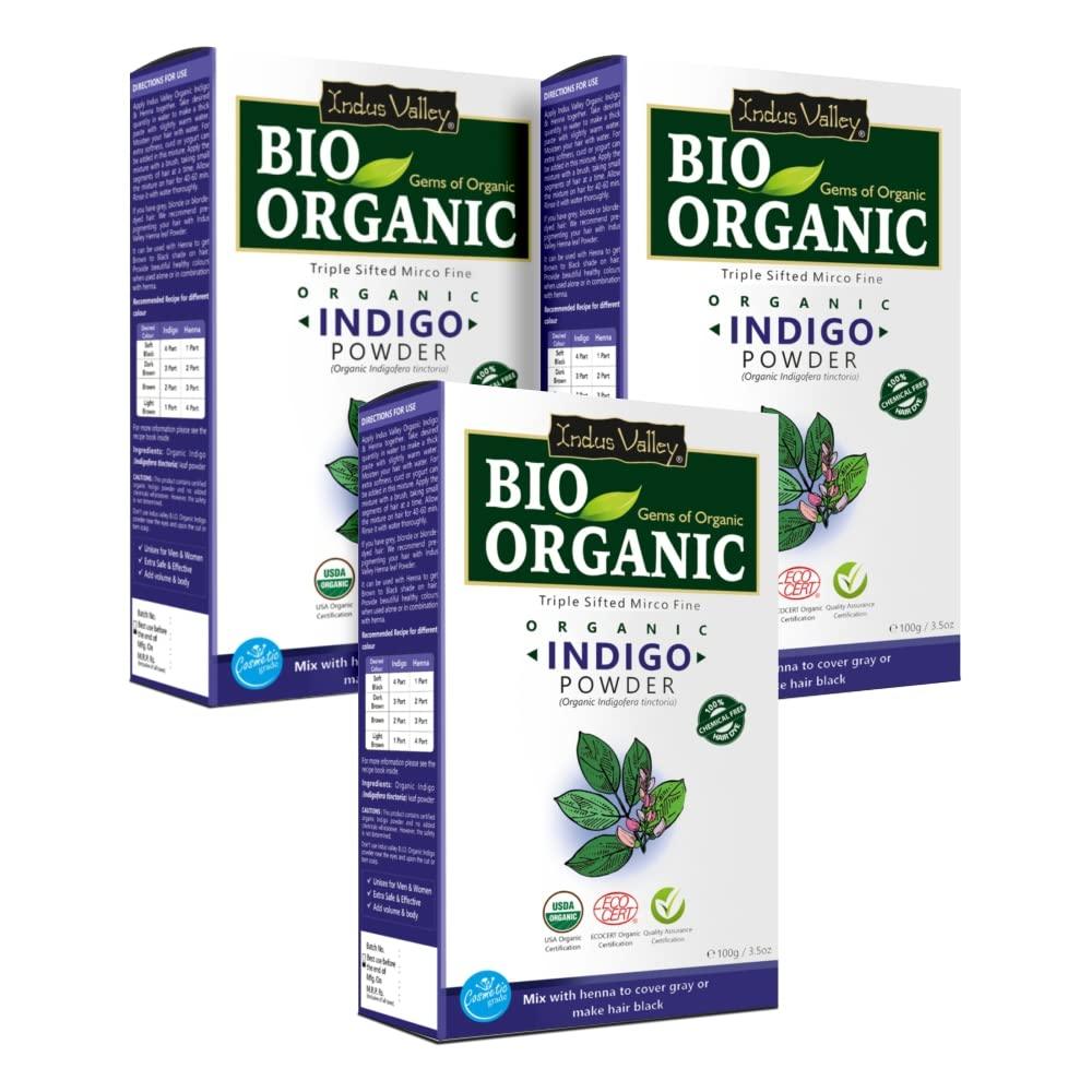 Bio-Organic Indigo Powder for Hair Color - Pack of 3 - 300g 300g