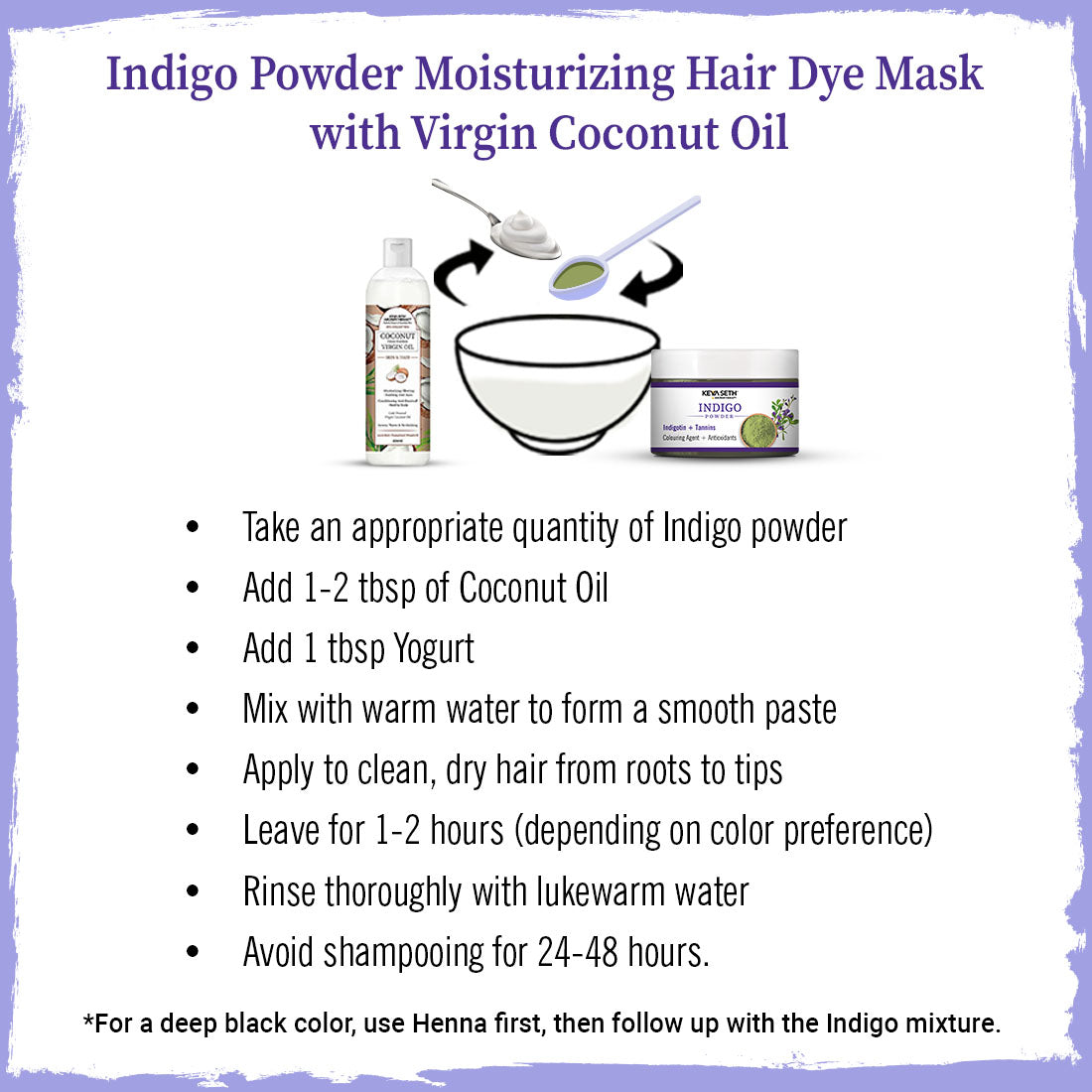 Indigo Powder Hair Pack with Indigotin & Tannins for Natural Hair Dye, Soothing Care, Lustrous Shine, Revitalization & Grey Prevention 75g