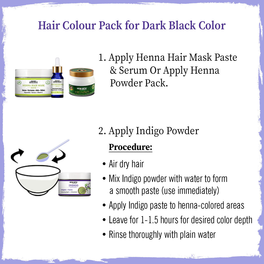 Indigo Powder Hair Pack with Indigotin & Tannins for Natural Hair Dye, Soothing Care, Lustrous Shine, Revitalization & Grey Prevention 75g