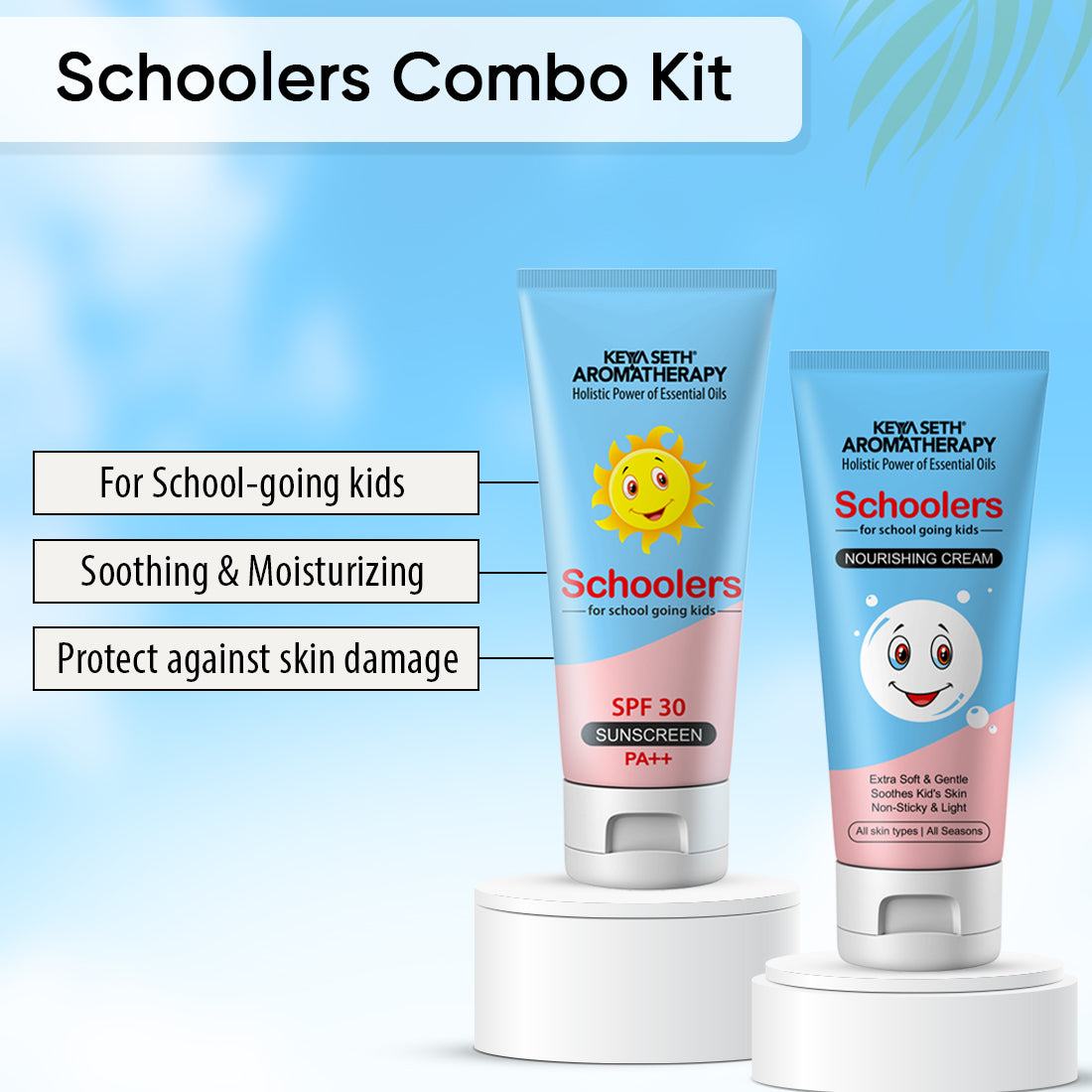 Schoolers Kids Nourishing Cream & Mineral Sunscreen SPF 30 PA++ Combo Kit for Boys & Girls – Deeply Moisturizing, Ultra-Light, No White Cast 100ml