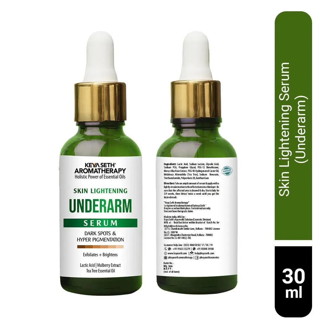 Skin Lightening Underarm Serum,for Exfoliating & Brightening, with Lactic Acid, Mulberry Extract & Tea Tree Oil 30g