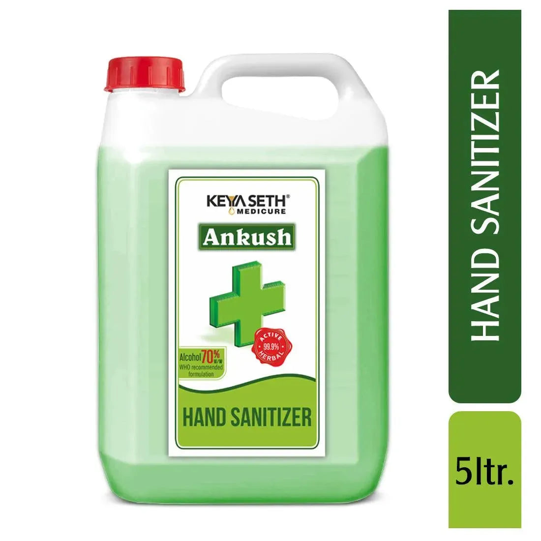 Ankush Hand Sanitizer 70%(w/w) Isopropyl Alcohol (IPA), Enriched with Lavender & Rose Essential Oil 5L