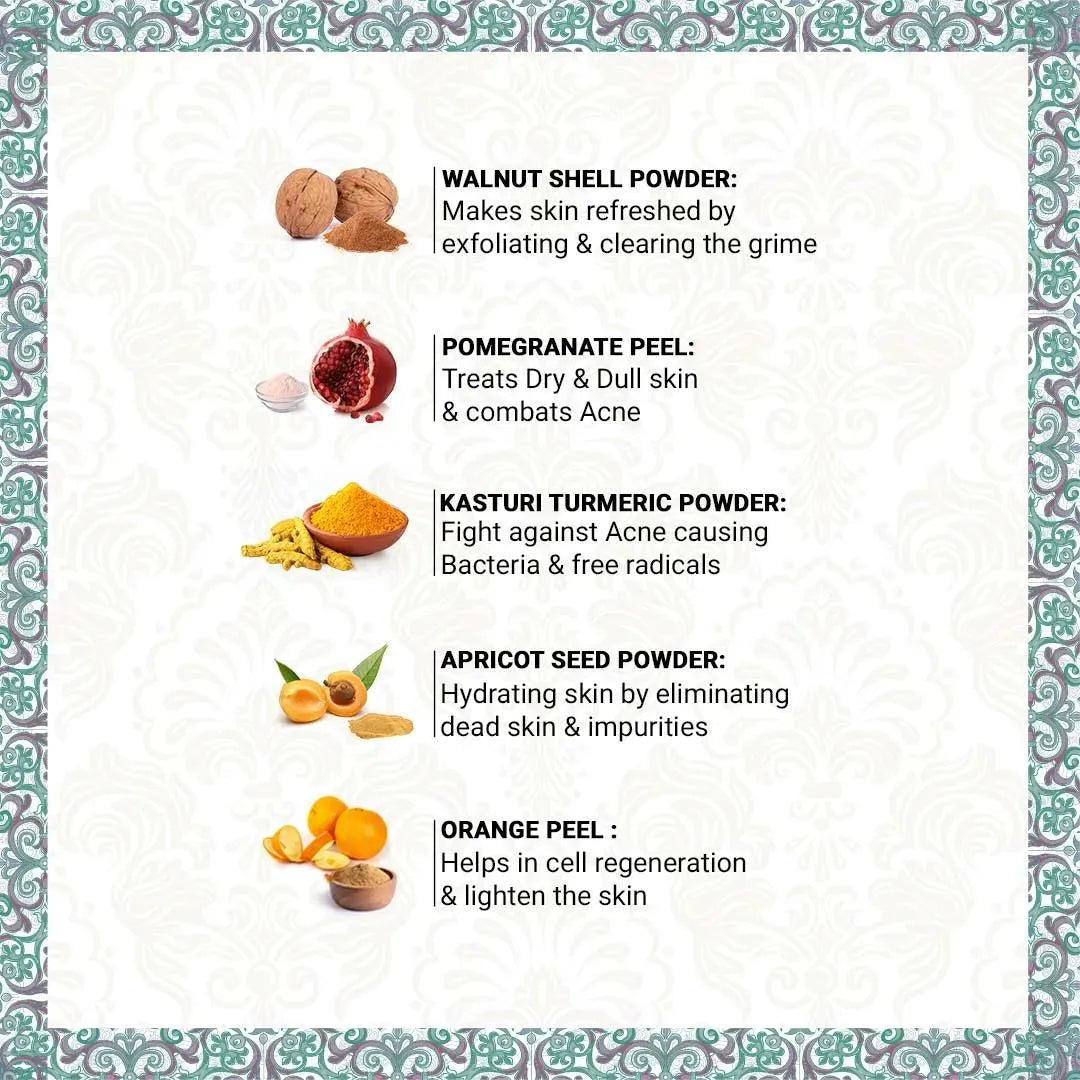 Shahi Ubtan Scrub, Natural Exfoliation Orange Peel, Apricot Seed & Turmeric Protection, Tan Removal, Cell Renewal Glowing Face & Body, All Skin Types 160ml