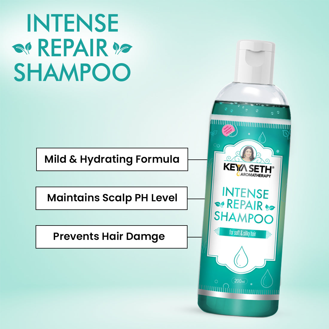 Intense Repair Shampoo for Dry Damaged Hair- Softens, Nourishes & Strengthens Hair with Pro -Vitamin B5 & Geranium Oil 200ml