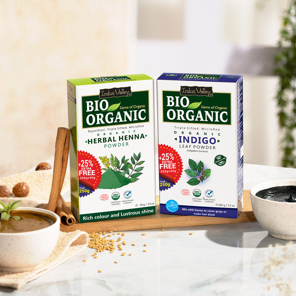 Bio Organic Herbal Henna Powder & Indigo Powder Combo 500 g