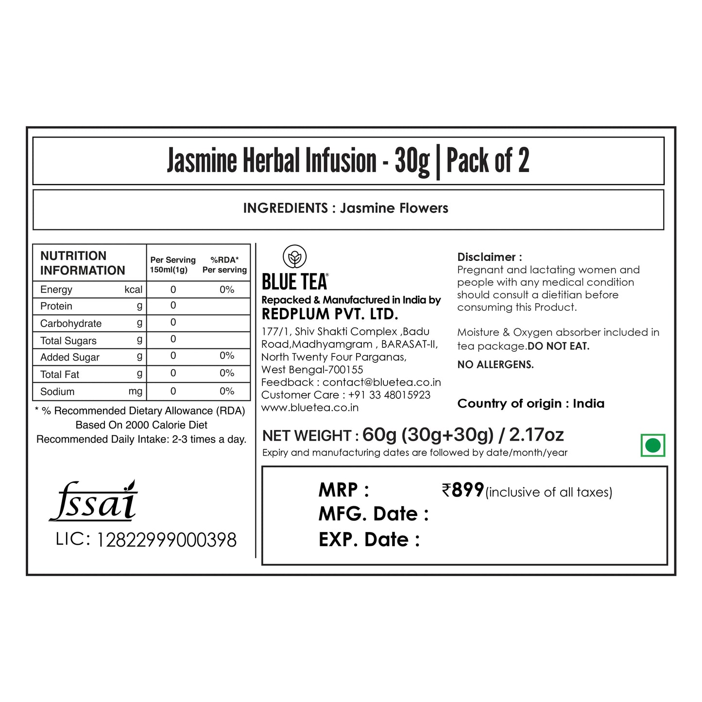 Jasmine Herbal Tea  - 30g (Pack of 2) 30G