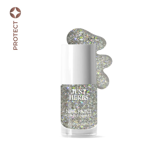 【Just Herbs】 Nail Paints | 12-Free Formula 46 Sparkling Silver