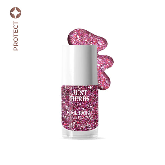 【Just Herbs】 Nail Paints | 12-Free Formula 48 Pink Stardust