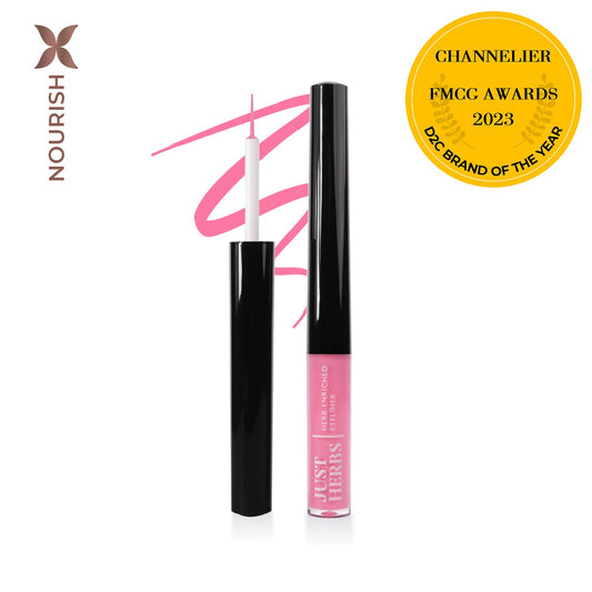 【Just Herbs】 Herb-Enriched Waterproof Eyeliner Organic with Jojoba Oil & Vitamin E 05 Bubblegum Pink