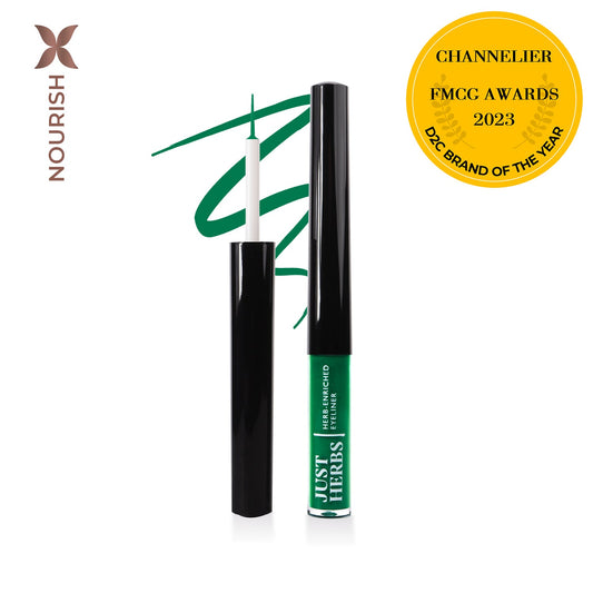 【Just Herbs】 Herb-Enriched Waterproof Eyeliner Organic with Jojoba Oil & Vitamin E 08 Emerald Green