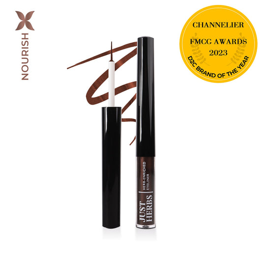 【Just Herbs】 Herb-Enriched Waterproof Eyeliner Organic with Jojoba Oil & Vitamin E 09 Nutty Brown