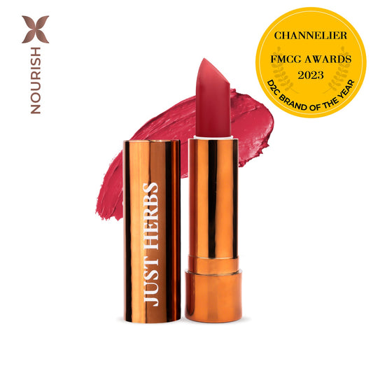 【Just Herbs】 Long Stay Ultra Matte Lipstick with Shea Butter and Jojoba Oil 03 Bare Romance
