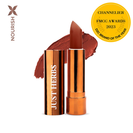 【Just Herbs】 Long Stay Ultra Matte Lipstick with Shea Butter and Jojoba Oil 24 Hot Mocha
