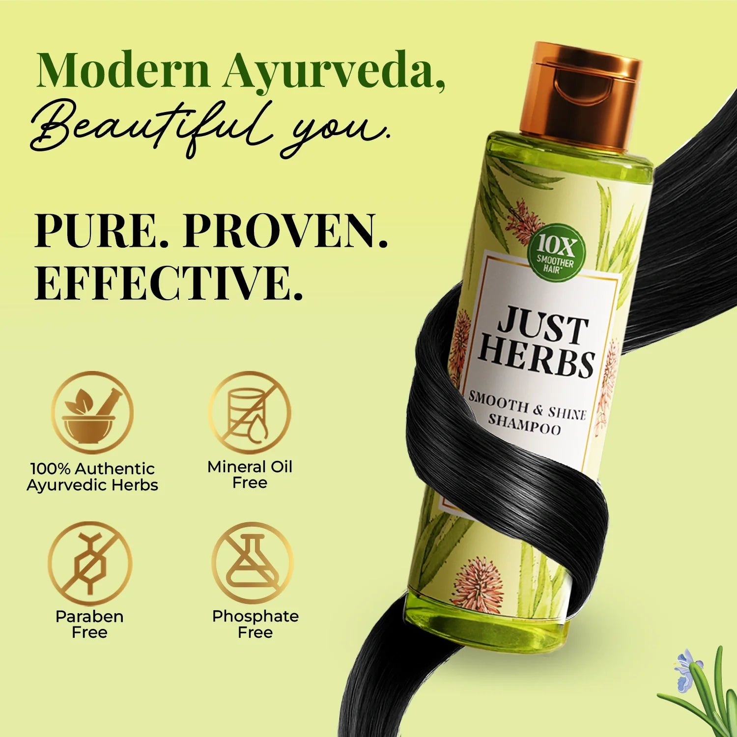 Smooth & Shine Shampoo for Dry and Frizzy Hair| Aloe Vera, Almond, Rice Protein & 12 Herbs 200ml