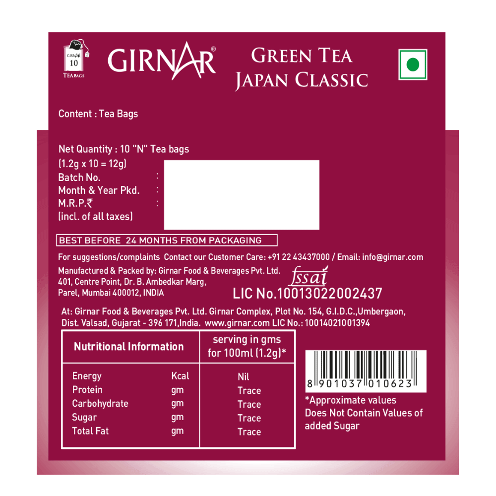 Green Tea Bags - Japan Classic 10 Tea Bags