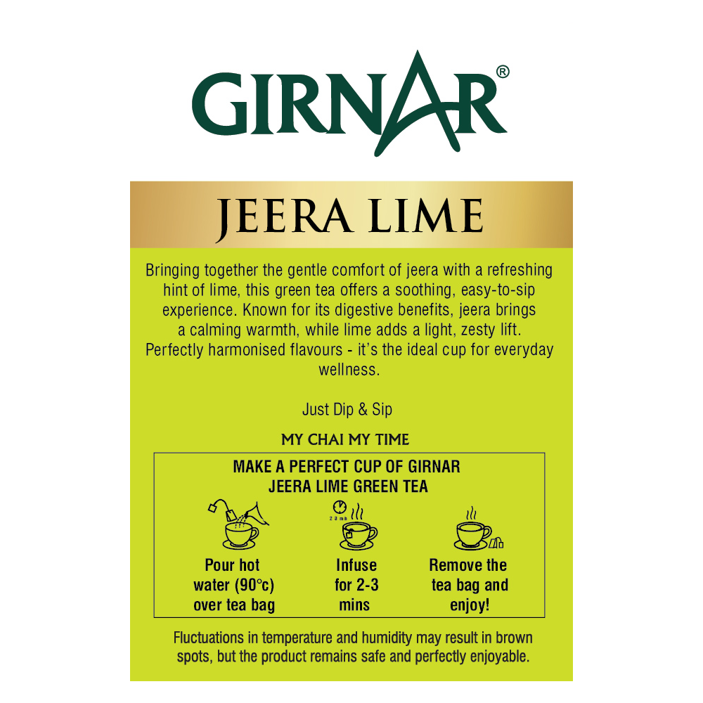 Green Tea Bags - Jeera Lime 25 Tea Bags